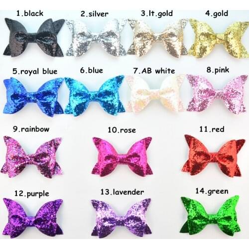 60pc/lot 10x6CM Girls Glitter Hair Bow,DIY Glitter bow,Leather Hair Bow for headband hair clips flat back 14 Color You Can Mix