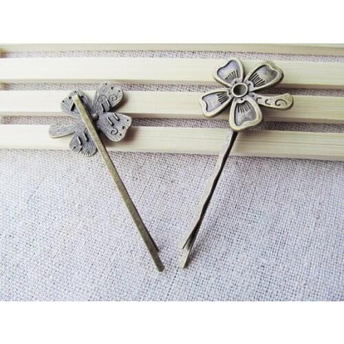 8pcs Antique Bronze Lucky Leaf/Plum Blossom/Night Owl/Ice cream/Angel Safety Pin Brooch/Breastpin/ Hair Clip Filigree Charm