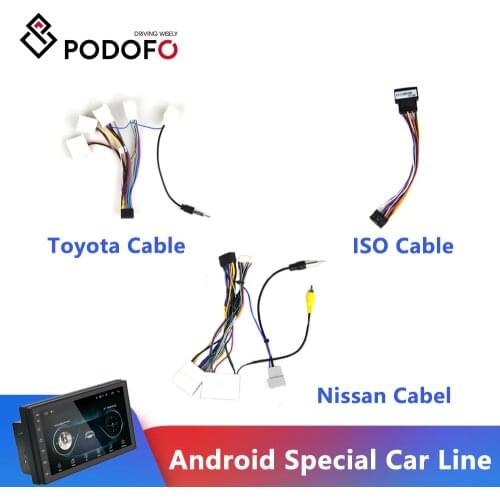 Podofo Android radio Car Accessories Wire Wiring Harness Adapter Connector Plug Universal cable For Focus Kia Nissian Toyota