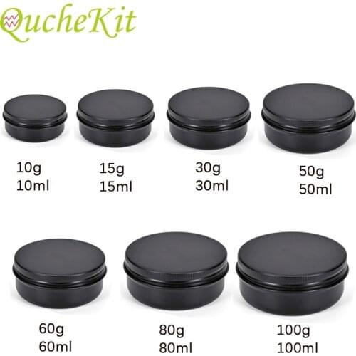 20pcs Black Aluminium Tin Jars Makeup Cream Lip Balm Smaple Container Empty Candle Tea Cans Metal Tin Box Packaging Gift Boxes
