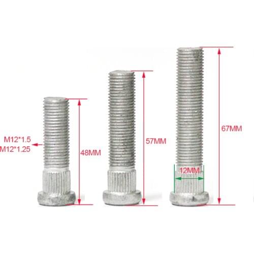 Axle bolt 12 spline 12 * 1.5 for Honda, Suzuki 12 * 1.25 can be used with wheel spacers