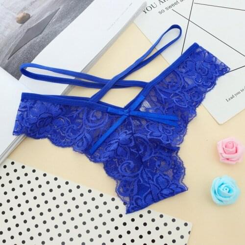 CP046 Sexy Jacquard Panties Women Tanga Lace Low Waist Solid Ladies Underwear Cross Strap Transparent Lingerie G String T-back