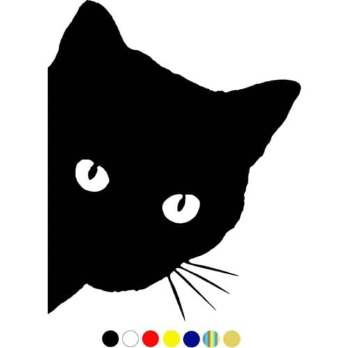 CS-1021#11*14cm CAT FACE PEERING,BLACK CAT HEAD funny car sticker vinyl decal for auto car stickers styling