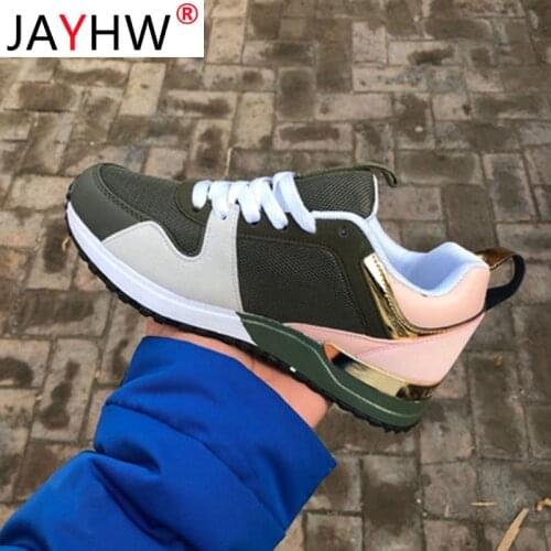 JAYHW New Women Sneaker Breathable Suede Leather Platform Sport Shoes Fashion Running Walking Lace Up Ladies Casual Shoes