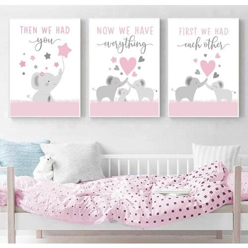 Love Cartoon Animal Elephant A Picture Nordic Home Decor Canvas Painting Wall Art Decor Print Poster for Preschool Education