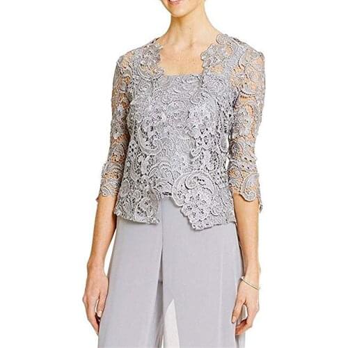 2020 New Lace 3-Piece Mom Set Plus Size Mother Of The Bride Dresses For Weddings Mother dress