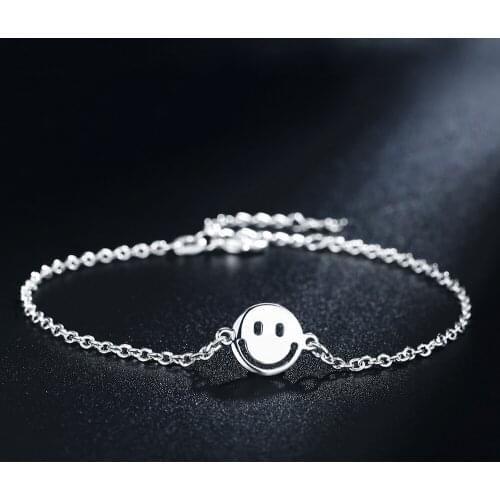 Hot Simple Cute smiley Chain 925 sterling Silver Bracelets for Women Fashion classic Wedding Party Christmas Gift fine Jewelry