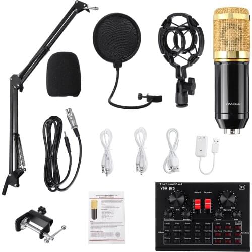 BM800 Pro Microphone Mixer Audio dj MIC Stand Condenser USB Wireless Karaoke KTV Professional Recording Live Bluetooth SoundCard