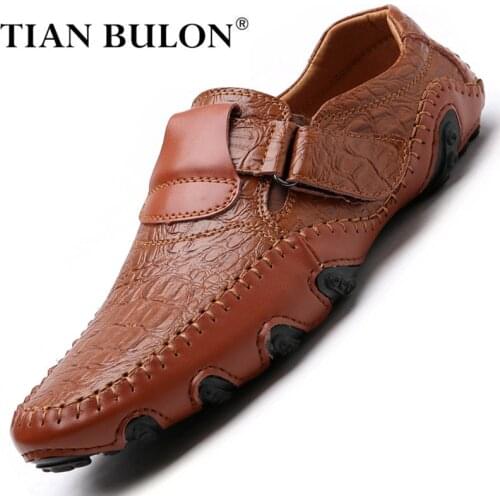 Genuine Leather Mens Shoes Casual Brand 2020 Italian Men Loafers Fashion Breathable Driving Shoes Slip on Moccasins High Quality