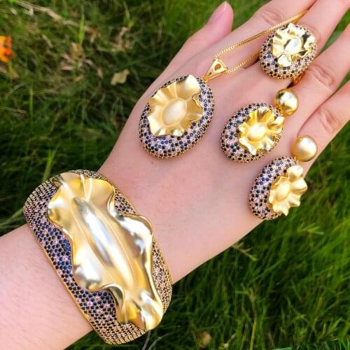 KellyBola 2021 Gorgeous Color Jewelry Set Bride High Quality Exquisite Zircon Wedding Engagement Jewelry Banquet Accessories