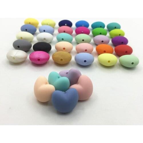 NEW 30 pcs/lot Hot Heart Shape Loose Silicone Bead For Teething Necklace Silicone Loose Beads For Baby Teether BPA Safe DIY Bead