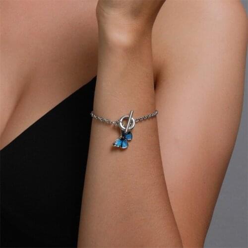 New Blue Butterfly Bracelets For Women INS Simple Girlfriends Charm Pendant Bracelet Handcraft Fashion Jewelry Gift