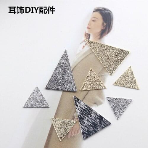 New style 30pcs/lot Flash gold/silver copper triangle shape metal geometry charms diy jewelry fashion earring pendants accessory