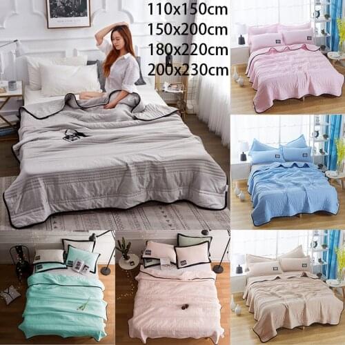 Washed Cotton Summer Quilt Air-conditioning Quilt Solid Color Quilted Summer Single and Double Quilt Compressible Plain Blanket