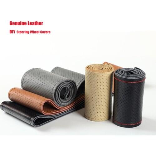 Braid On Steering Wheel Car Steering Wheel Cover With Needles and Thread Artificial leather Diameter 38CM 40CM Car Accessories