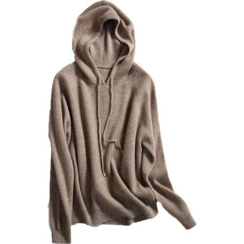 Autumn Winter Elastic Soft Fashion Cashmere Hooded Elasticity Sweater Womens Coat Female Loose Large Size Knitted Tops Jumpe