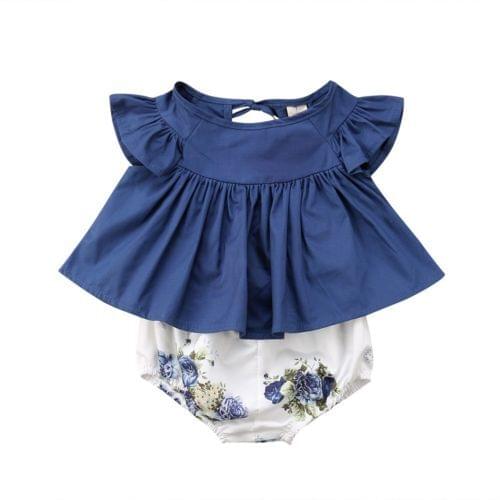 Toddler Infant Baby Girls Tops Dress+ Floral Shorts Pants Outfits Clothes 0-24 Months