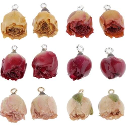 2Pieces Resin Dried Flower Charms DIY Jewelry Making Findings