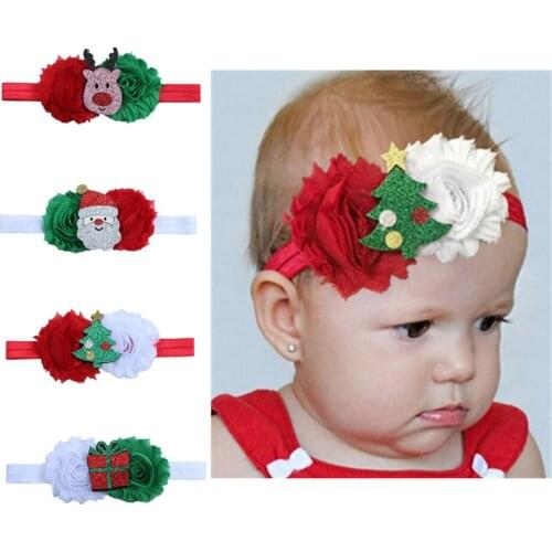 Baby Headband Girls Hair Accessories Cotton Elk Santa Turban Flower Elastic Hairband Child Princess Christmas Day Gifts