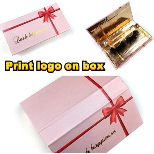 Print logoBowknot false eyelash packaging box lash boxes package faux cils 25mm mink lashes strip magnetic case bulk vendors