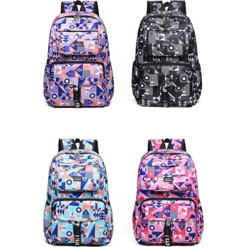 Women Men Students Casual Backpack Fashion Geometric Print College School Bag Travel Daypack Shoulder Bags