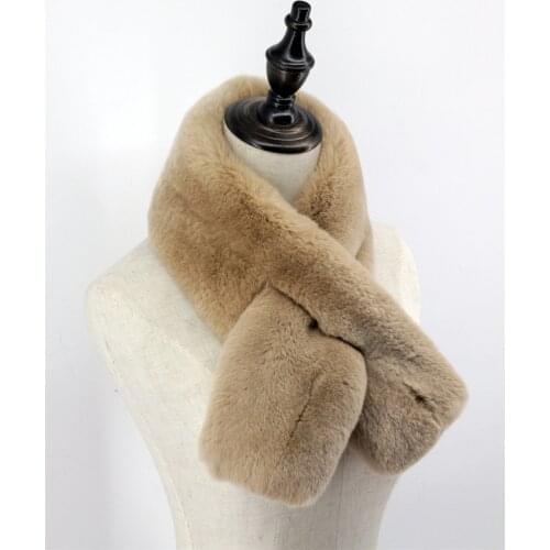 Womens Fashion Genuine Rex Rabbit Fur Double Sided Winter Scarfs Scarves Soft Free Shipping