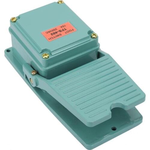 Momentary Foot Controller Pedal Switch AC 250V 15A 1NO 1NC Nonslip Aluminum Electric Power Foot Pedal Switch TFS-402