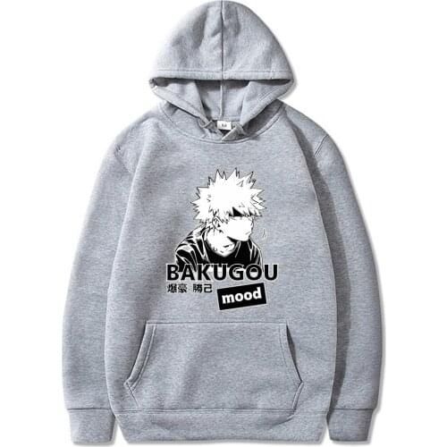 My Hero Academia Bakugou Katsuki Unisex Hoodie Printing Men/Women Hoodie Long Sleeve Fashion Designer Streetwear Grey