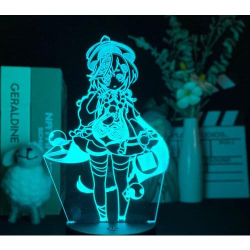 Hot Game Genshin Impact Figure Qiqi Light 3D Illusion Lamp for Bedroom Decor LED Light Atmosphere Bedside Night Lamps Kids Gift