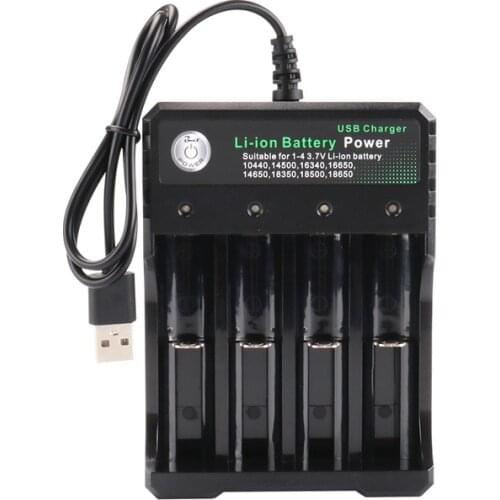 3.7V 18650 Smart Charger USB 4 Slots LED Intelligent Battery Charger for Li-ion 14500/16340/16650/14650/18350/18500 Battery