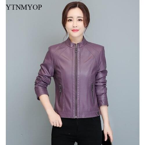 Spring Leather Jacket Women Plus Size S-4XL Zipper Clothing Autumn Slim Fashion Leather Coat Street Wear Casual Suede YTNMYOP