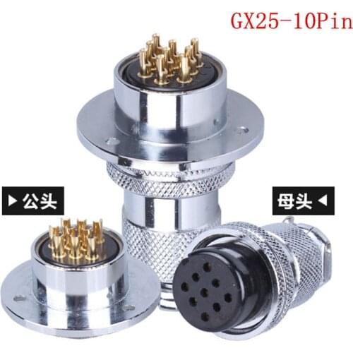 1Set Aviation plug Disc flange GX25 10-Pin XLR Ham Radio 25mm Panel mount waterproof DF25-10