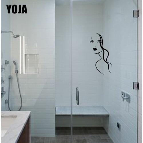 YOJA 29x15.3CM Beautiful Girl Pattern Home Decoration Wall Sticker Bathroom Glass Decal G2-0136