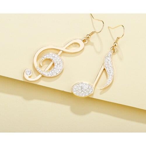 Statement Earrings For Women Female Gold Silver Color Music Notes Asymmetric Earrings Fashion Jewelry Gift 2021 Fashion girls