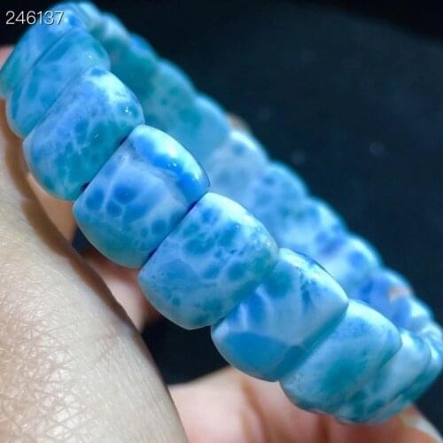 Top Quality Natural Blue Larimar Bracelet 12x8.5x4.3mm Water Pattern Crystal Rectangle Beads Bangle Woman AAAAA Genuine