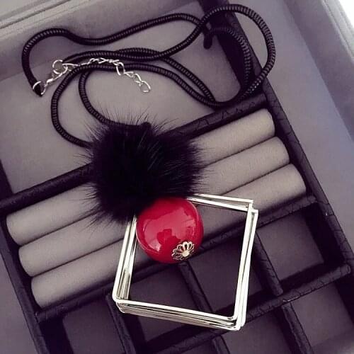 Long Necklace Women 2021 Sweater Chain Ball Pendant Geometry Maxi Statement Bohemian Collier Sautoir Collier Ras Du Cou Femme