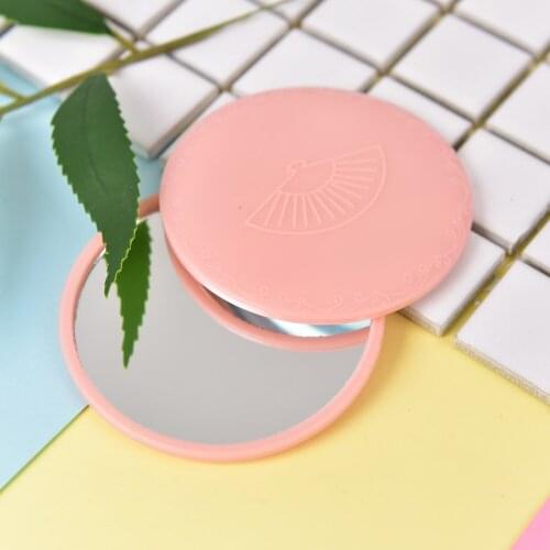 GU72 Pink Cute 1pcs Mini Pocket Makeup Mirror Cosmetic Compact Metal Mirrors Color Random Dia 7cm