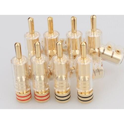4pcs/Set VB202G High Performance 24K Gold Plated Audio Banana Connectors 45Dgree Locking Connector Speaker Cable HIFI