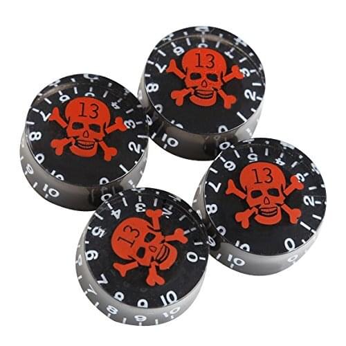 4PCS Speed Control Knobs with Skull Logo Tone Volume Buttons for LP SG Guitar Replacement