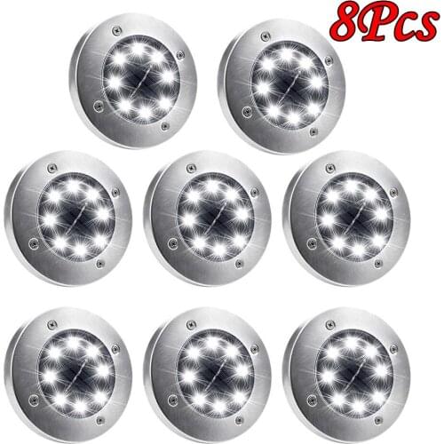 8PCS Solar Light 8 LED Ground Lamps Yard Lawn Solar Power Buried Light Under Ground Lamp Outdoor Path Garden Decking Street Lamp