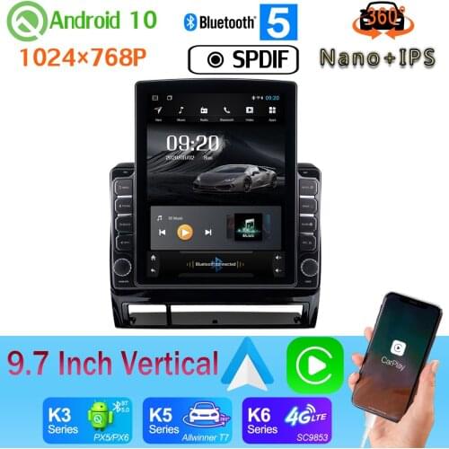 9.7" Vertical Style Car Media GPS CarPlay Android 10 360 Camera Radio For Toyota Tacoma Hilux 2005-2013 PX6 4+64G Head Unit DSP