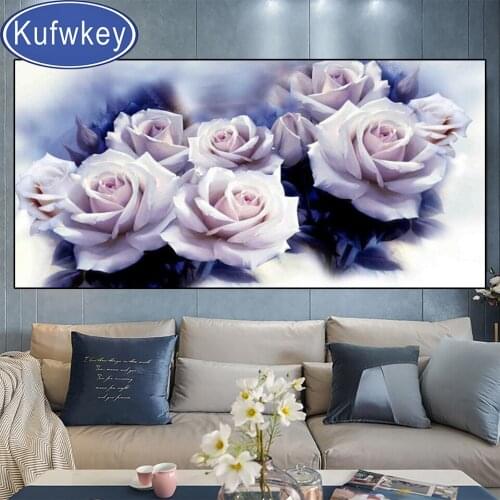 5D DIY Diamond Embroidery Sale White Roses Flower Full Round Or Square Rhinestones Pictures Decoration Home Diamond Painting