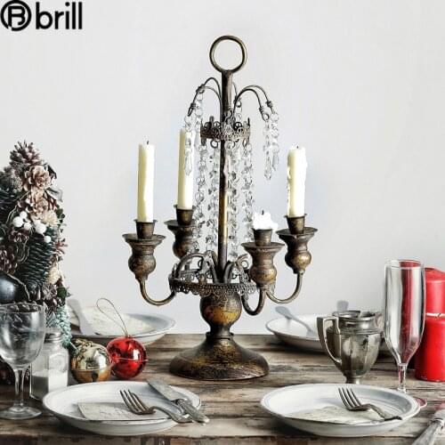 American Retro Candlesticks Metal Decor Old Candlesticks Tea Light Holder Candlelight Velas Decorativas Hogar Portavelas Gift