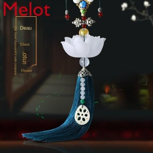 Car Trailer Interior Pendant High-end Car To Protect Ping An Male Rear-view Mirror Glass Lotus with The Same Gift Girl Good Luck
