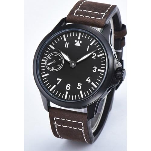 CORGEUT 2021 Top Luxury Brand Mechanical Mens Watch Manual Winding Mens Watch Seagull Movement Leather Strap Mens Clock 2012B