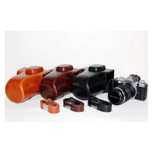 PU Leather camera case bag for Olympus E-M5 II EM5 Mark II 2 12-50 mm Lens