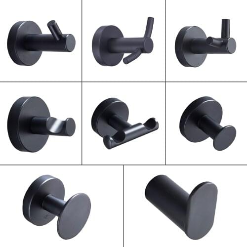 Black Clothes Hook Wall Single Robe Hook Fitting Room Hooks for Bathroom Kitchen Hardware Wall Hook Keys Coat Towel Hook