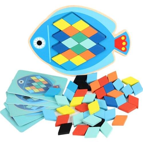 Colorful Wooden Puzzle Toys Cartoon Owl Animal 3D Puzzle Jigsaw Educational Tangram Jigsaw Board Montessori Toys for Children