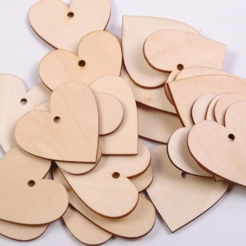 Handmade Wooden Love Heart Shaped Wedding Holiday Decorations Scrapbooking Wood Crafts DIY Birthday Party Supplies