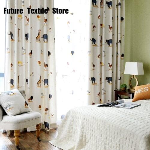 Childrens Curtain Boys and Girls Bedroom Baby Cute Cartoon Curtain Cartoon Animal Pattern Shading Insulation